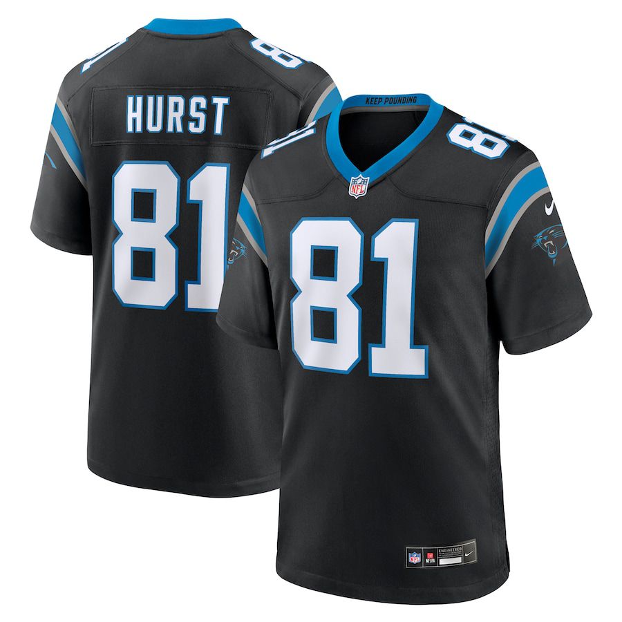 Men Carolina Panthers #81 Hayden Hurst Nike Black Team Game NFL Jersey